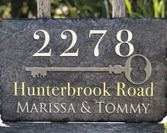 Customizable Slate Home Address House Sign - Key Plaque - Handmade and Personalized