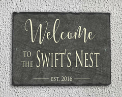 Customizable Slate Welcome Sign - Family Name Plaque - Handmade and Personalized