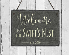 Customizable Slate Welcome Sign - Family Name Plaque - Handmade and Personalized