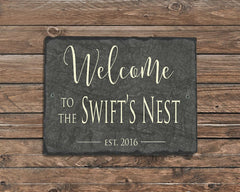 Customizable Slate Welcome Sign - Family Name Plaque - Handmade and Personalized