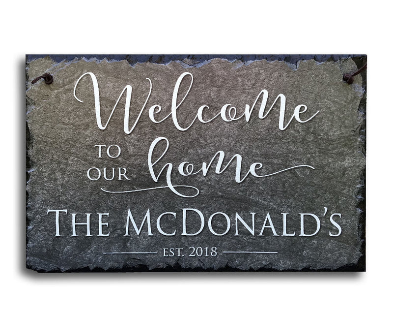 Customizable Slate Welcome Sign - Family Name Plaque - Handmade and Personalized