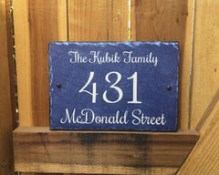 Customizable Blue Slate Home Address House Sign Handmade and Personalized