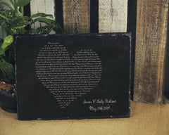 Customizable Slate Song Lyric Sign - Heart Lyric Plaque - Handmade and Personalized