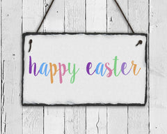 Handmade Slate Easter Sign - Happy Easter