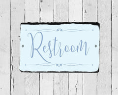 Handmade Slate Bathroom Sign - Restroom Plaque