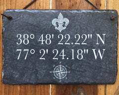 Customizable Slate House Sign - Longitude and Latitude - Handmade and Personalized