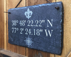 Customizable Slate House Sign - Longitude and Latitude - Handmade and Personalized