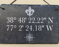 Customizable Slate House Sign - Longitude and Latitude - Handmade and Personalized