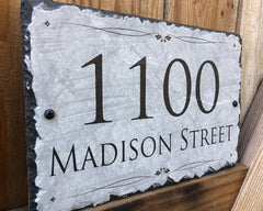 Customizable Slate Home Address House Sign - Light Grey - Handmade and Personalized