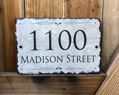 Customizable Slate Home Address House Sign - Light Grey - Handmade and Personalized