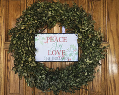 Handmade Slate Holiday Sign - Peace Joy Love Plaque - Customizable