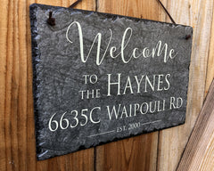 Customizable Slate Welcome Sign - Home Address Plaque - Handmade and Personalized