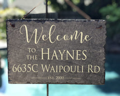 Customizable Slate Welcome Sign - Home Address Plaque - Handmade and Personalized