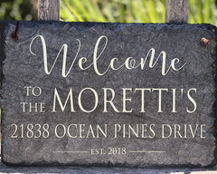 Customizable Slate Welcome Sign - Home Address Plaque - Handmade and Personalized