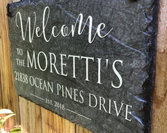 Customizable Slate Welcome Sign - Home Address Plaque - Handmade and Personalized