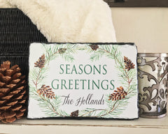 Customizable Slate Holiday Sign - Handmade and Personalized Seasons Greetings Plaque