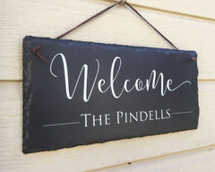 Customizable Slate Welcome Sign - Handmade and Personalized