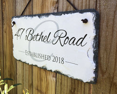 Customizable Slate Home Address House Sign - Name/Address with Established Date - Handmade and Personalized