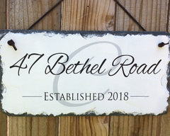 Customizable Slate Home Address House Sign - Name/Address with Established Date - Handmade and Personalized