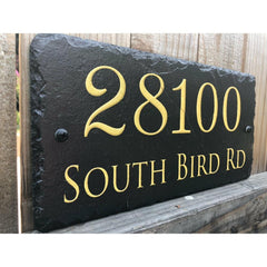 Customizable Slate Home Address House Sign - Gold, Silver or White Embossed Effect on Black, Brown or Blue - Handmade and Personalized