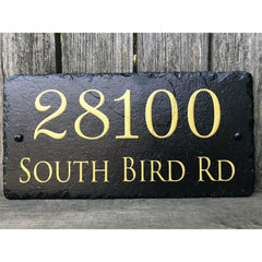 Customizable Slate Home Address House Sign - Gold, Silver or White Embossed Effect on Black, Brown or Blue - Handmade and Personalized