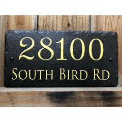 Customizable Slate Home Address House Sign - Gold, Silver or White Embossed Effect on Black, Brown or Blue - Handmade and Personalized