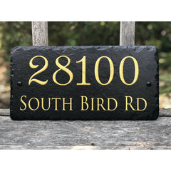 Customizable Slate Home Address House Sign - Gold, Silver or White Embossed Effect on Black, Brown or Blue - Handmade and Personalized